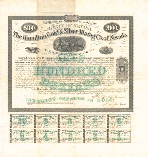 Hamilton Gold & Silver Mining Co. of Nevada - PRICE ON REQUEST